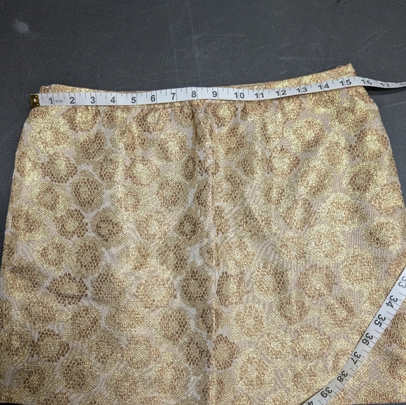 J. Crew Gold Silk Blend Brocade Pencil Mini Statement Skirt With Pockets Size 6 - Picture 5 of 7